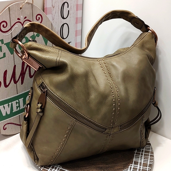 b. makowsky Handbags - ♥️ EUC B. Makowsky Brand Olive Green Leather/Rose Gold Accents, Gorgeous 🥰 Bag